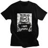 I Hate People Meow Print Men T-shirts Fun Cat Print T Shirts Loose Street Short Sleeve Female/Male Cotton Clothing Casual Tshirt