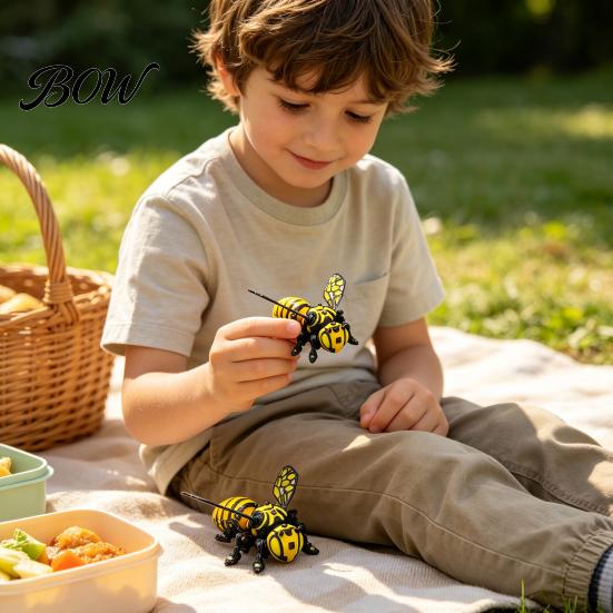 Creative Gift for Collectors Articulated Bee Statue, 3D Printed Movable Joints Insect Figurine Car Unique Tabletop Decoration Dashboard And