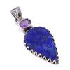 Натуральный лазурит, розовый аметист, кулон из стерлингового серебра 925 пробы, 1,75" g7z36