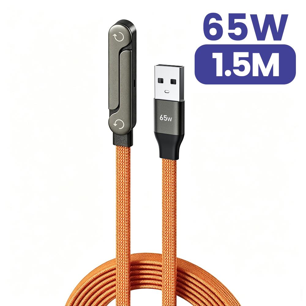 Запасной кабель для быстрой зарядки 65 Вт USB-C, шнур данных USB A на Type C со складной подставкой для телефона для телефонов Samsung Android