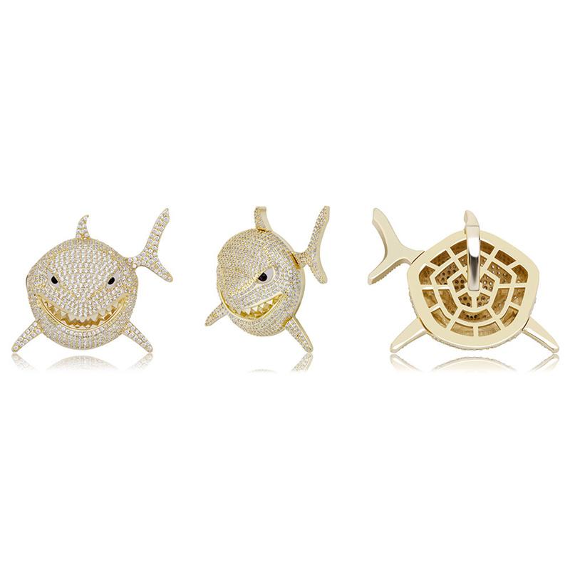 Подвеска в виде акулы с бриллиантом, индивидуальное модное мужское ожерелье в стиле хип-хоп с акулой
