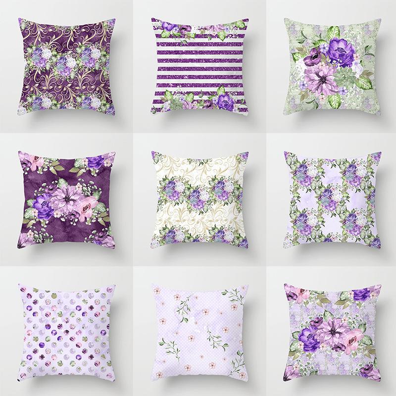 Декор для дома Фиолетовый Цветочный Узор Наволочка для Подушки Декоративная Наволочка Подходит для Дивана Спальни Автомобиля
