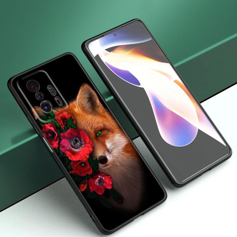Чехол для телефона с изображением лисы, волка и цветов для Xiaomi Mi A2 8 9 SE Note 10 10T 11 12 Lite 9T 11T 12S 12T Pro A3 6X 12X, черный чехол из ТПУ