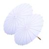 2Pcs White Paper Umbrella Chinese Style DIY Crafts Decorative Oil-paper Painting Umbrella Wooden Handle Oriental Parasol Party Favors