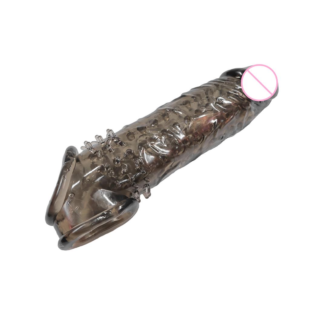 Мужская насадка для усиления удовольствия - Текстурированный удлинитель пениса со стимулирующими частицами, Презерватив для продления чувствительности, Секс-игрушка для пар