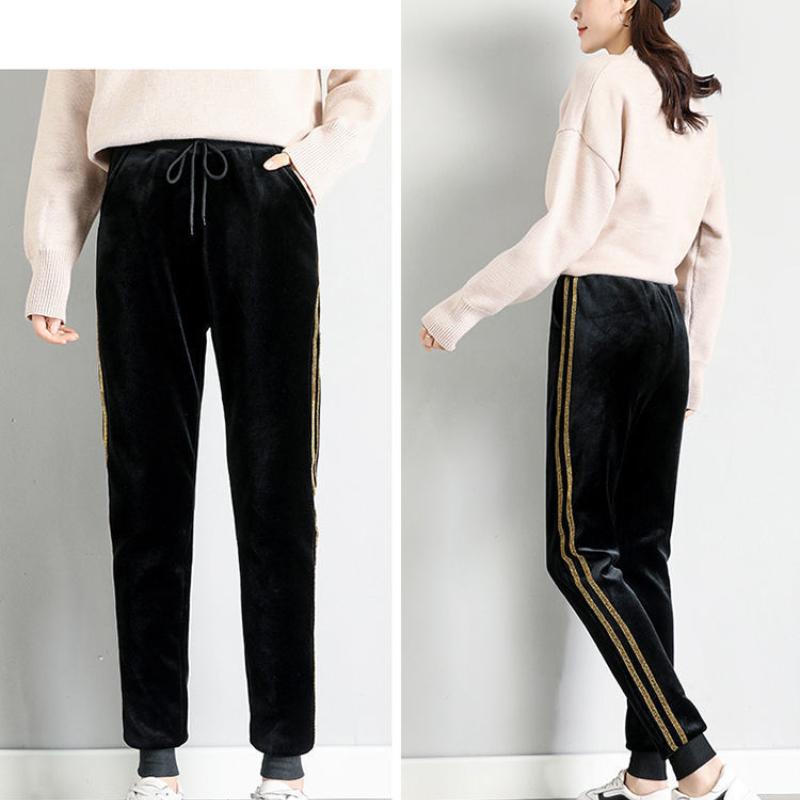 Теплые женские брюки Pleuche, эластичные, с высокой талией, на шнуровке, модные брюки длиной до щиколотки для женщин