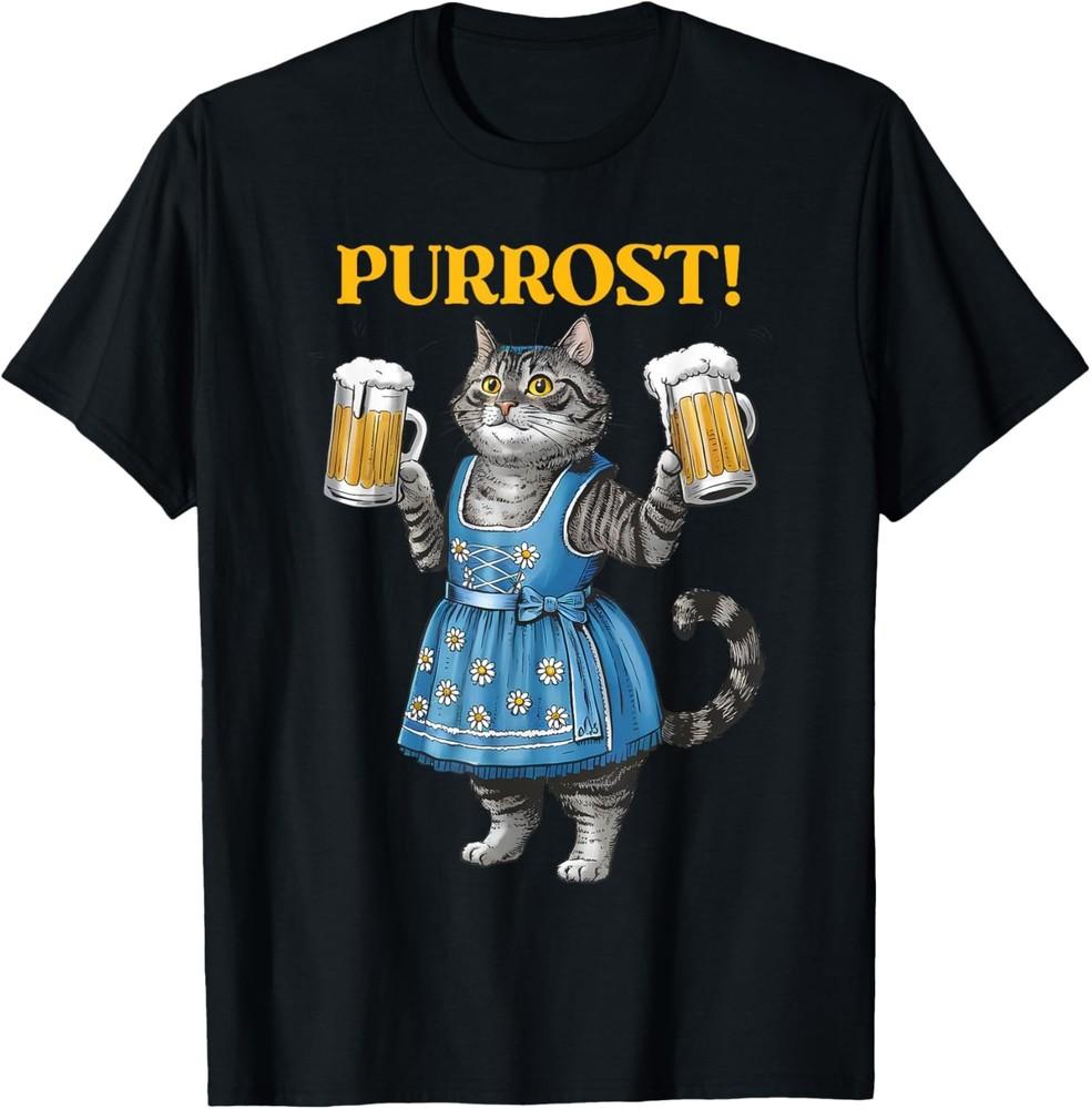 Oktoberfest Cheers Prost German Cat Drinking Beer Purrost T-Shirt Unisex T-Shirt