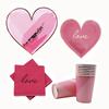 8 шт. одноразовая посуда ко Дню святого Валентина одноразовая бумажная тарелка милая розовая форма любви для свадьбы, дня рождения, декора, вечеринки
