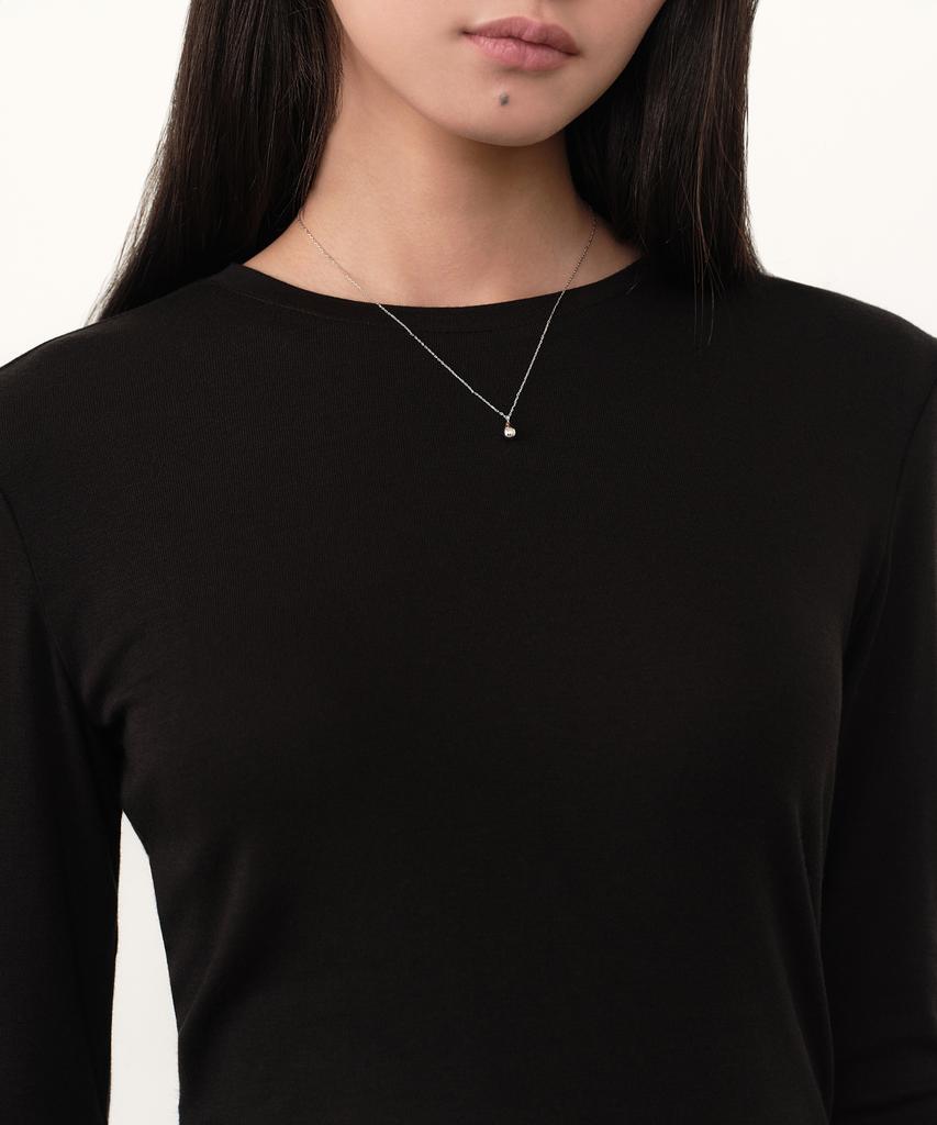 MUSINSA STANDARD WOMAN Women'S Wool Tencel Slim Long Sleeve T-Shirt [Black]