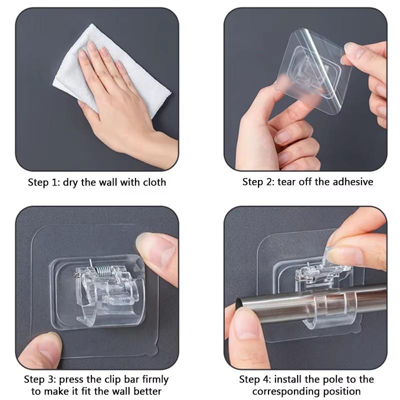 Самоклеящийся кронштейн для карниза, без пробивки, регулируемый зажим-крючок для карниза, бытовой фиксированный зажим, подвесной держатель