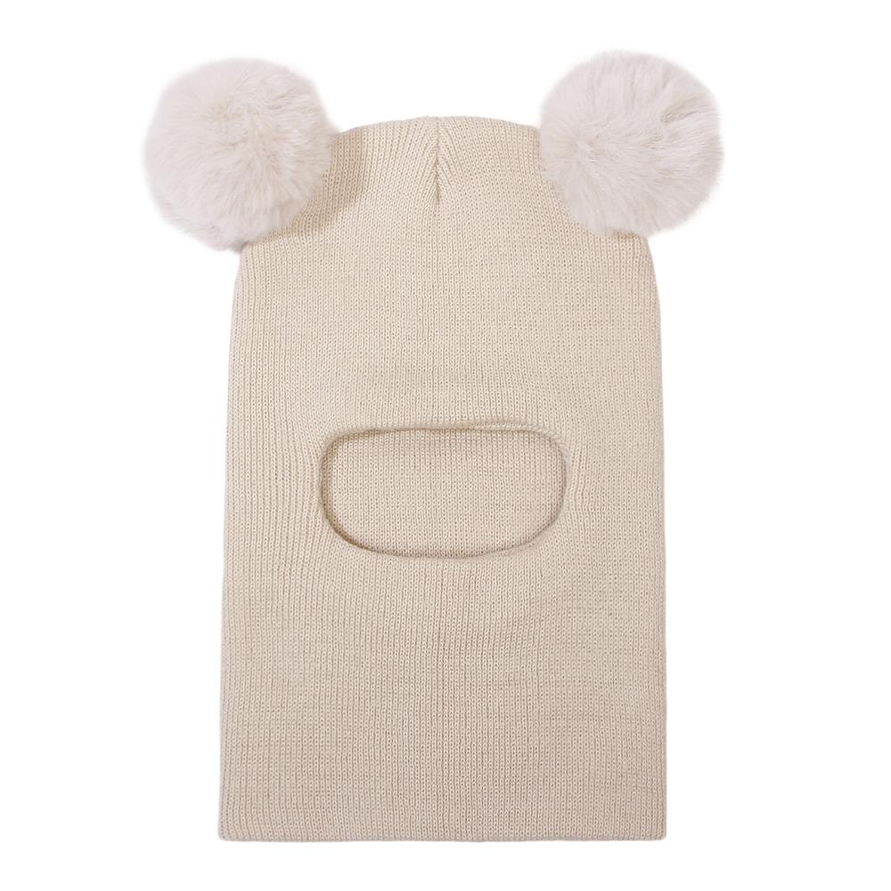 Knitted Baby Winter Hat Solid Color Kids One-piece Hat Scarf Children Bonnet Infant Cap  Girls Boys