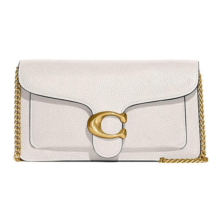 New COACH Chain Leather Shoulder Bag, Crossbody Bag, Clutch Trumpets Women's Chalk White CE772-B4HA