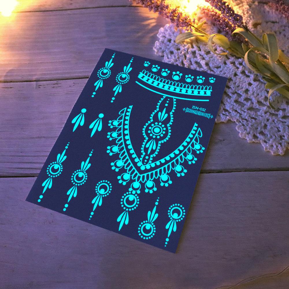 1 лист белой хны для татуировки, светящаяся синяя временная татуировка для руки