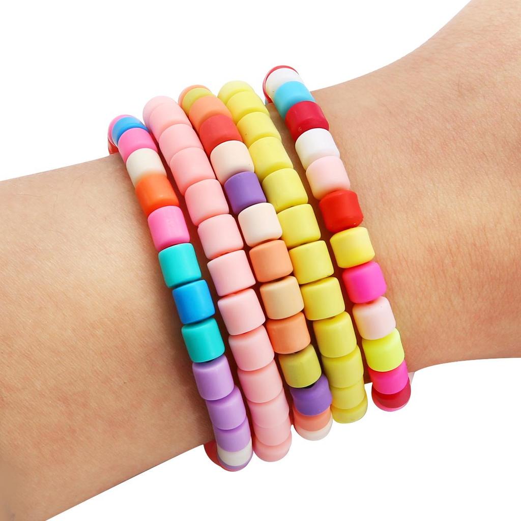 60pcs/Bag 6x6mm Flat Round Cylinder Polymer Resin Clay Beads Loose Spacer Handmade Beads For DIY Jewelry Making Bracelets Necklaces Crafts 38cm/15