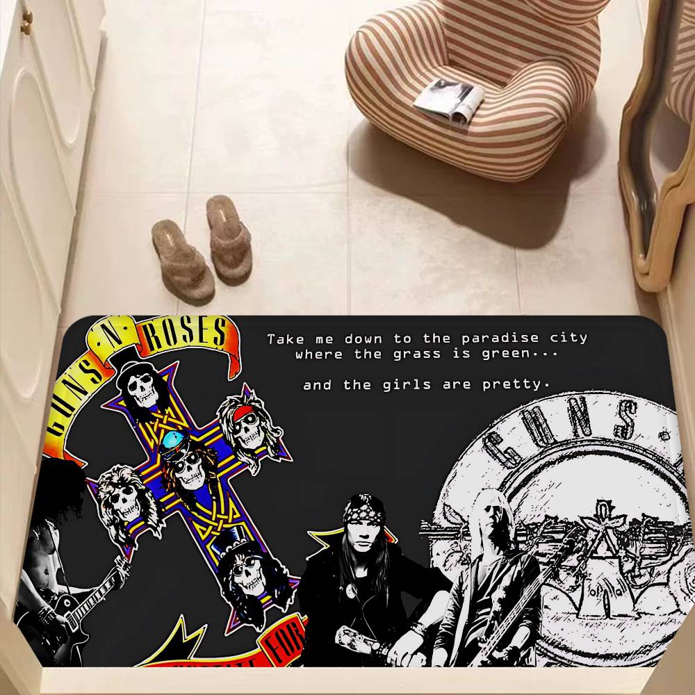 Крутая группа G-Guns N-N R-Roses Рок Комнатные коврики Противоскользящие Впитывающие воду Длинная полоса Подушка Коврик для спальни Бытовые ковры