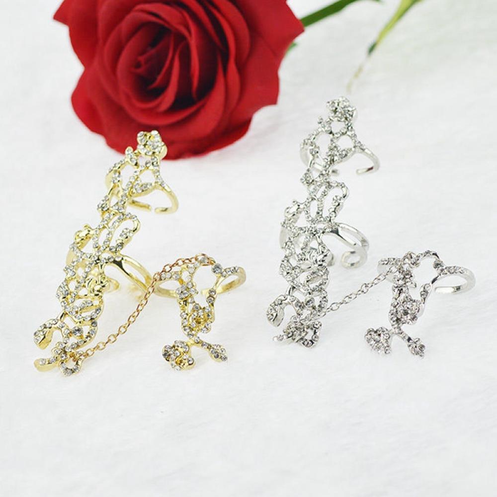 Multiple Finger Rings Stack Crystal Rings Hollow-out