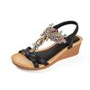 In The Summer of 2026, The New Thick-soled Versatile Beach Sandals Women's Shoes Are Fashionable Color-matching Rhinestone Padded Wedges.