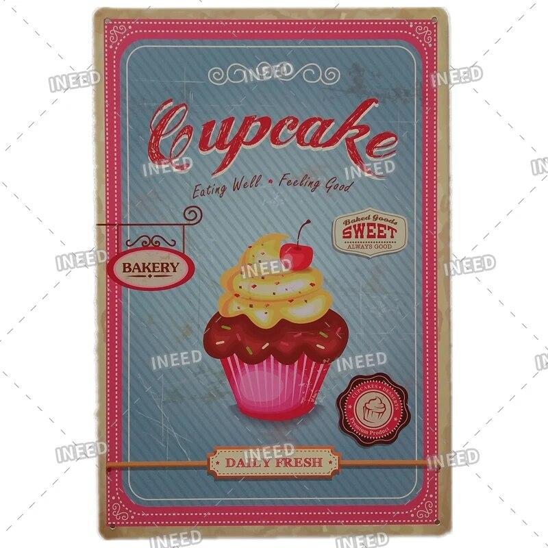 Tin Sign FastFood Pizza Hot Dog Hamburgers Ice Cream Fries Pop Corn Metal Vintage Plaque Metal Retro Plate Kitchen Wall Decor