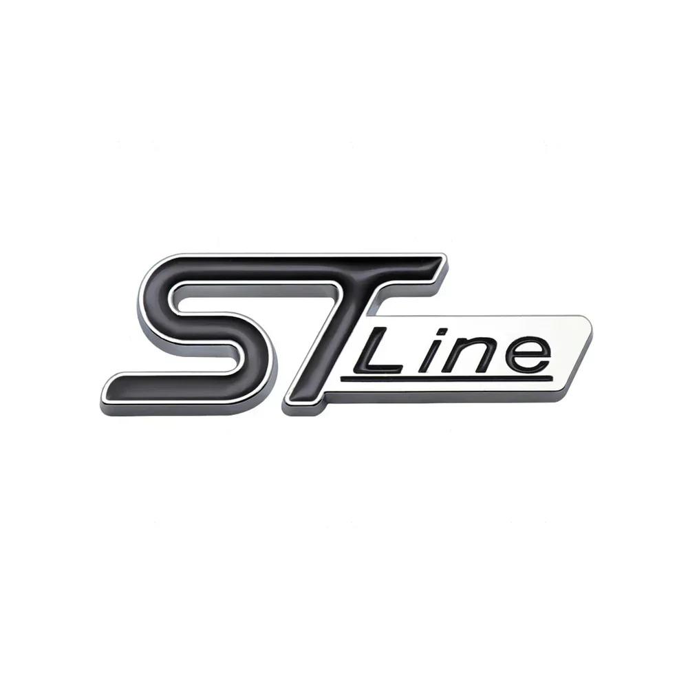 3D Metal ST Line Logo Car Front Grille Emblem Rear Trunk Sticker Badge Decals for Ford ST Fiesta Focus Mondeo Kuga Ranger