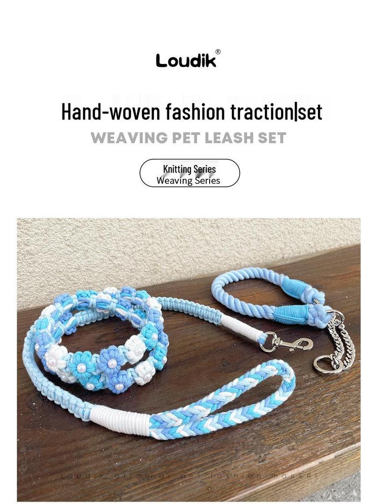 Плетеная собачья поводок и ошейник-цепочка P ручной работы для маленьких и средних собак