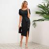 Professional Women's Slim Temperament Ruffle Split Dresses
