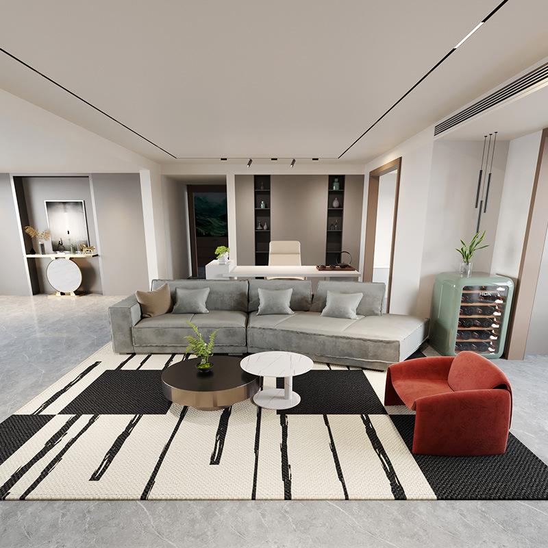Скандинавский Черно-Белый Геометрический Ковер Нескользящий Ковер Высокой Плотности для Современной Гостиной Спальни Офисного Декора