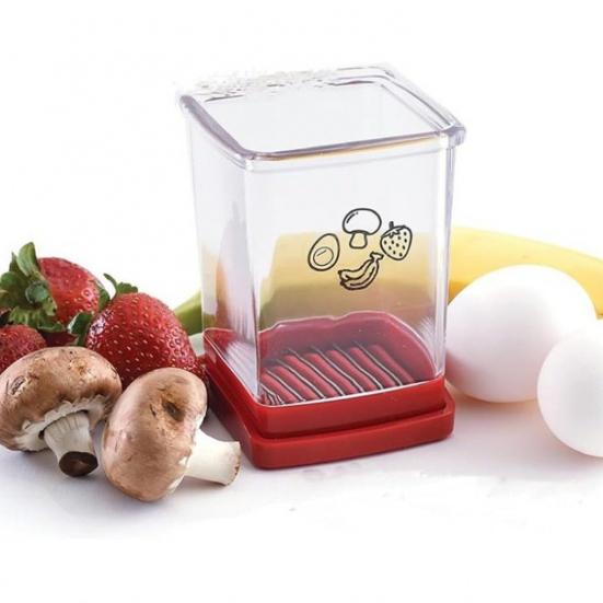 1/2/3 Pcs Fruit Cup Slicer with Push Plate Strawberry Bananas Kiwis Cutter Integrated Blade Design Dishwasher Safe Vegetable Salad Kitchen Gadget