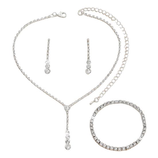 3 шт./компл. женский комплект ювелирных изделий, однорядные инкрустированные стразами ожерелья, серьги, браслеты, гипоаллергенные легкие украшения на Рождество для мам