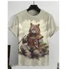 Мужская футболка с изображением животных, японская футболка с рисунком самурая и кота, футболки с короткими рукавами и 3d принтом, мужская одежда больших размеров, топы, новинка лета