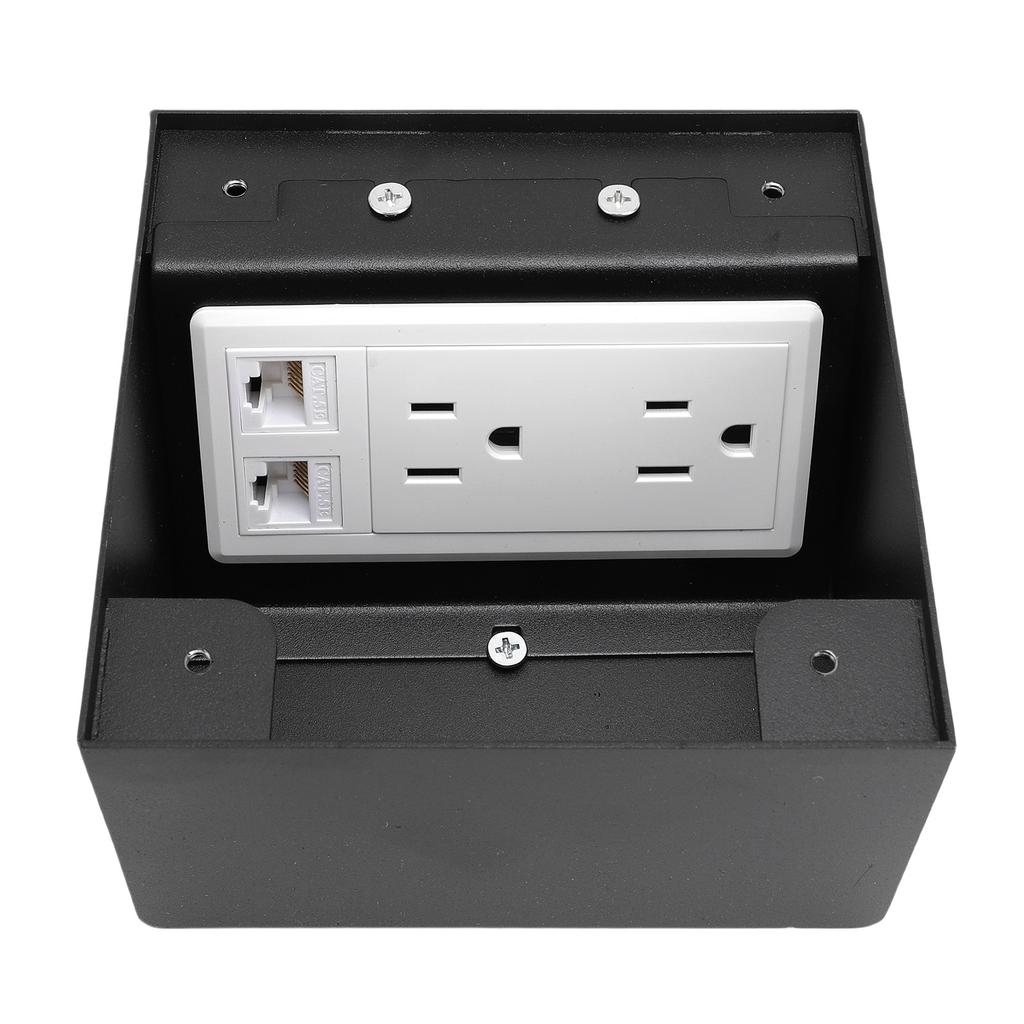 Recessed Floor Socket 2 Receptacles 2 Network Ports PC Stainless Steel Floor Electrical Outlet with Sealing Ring