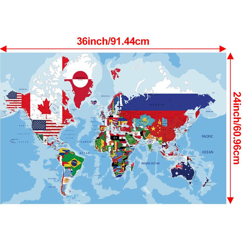 Безрамный постер с картой мира, настенный декор, полиэстер, настенное крепление, для использования в помещении и на открытом воздухе, образовательный декор, дорожные принадлежности