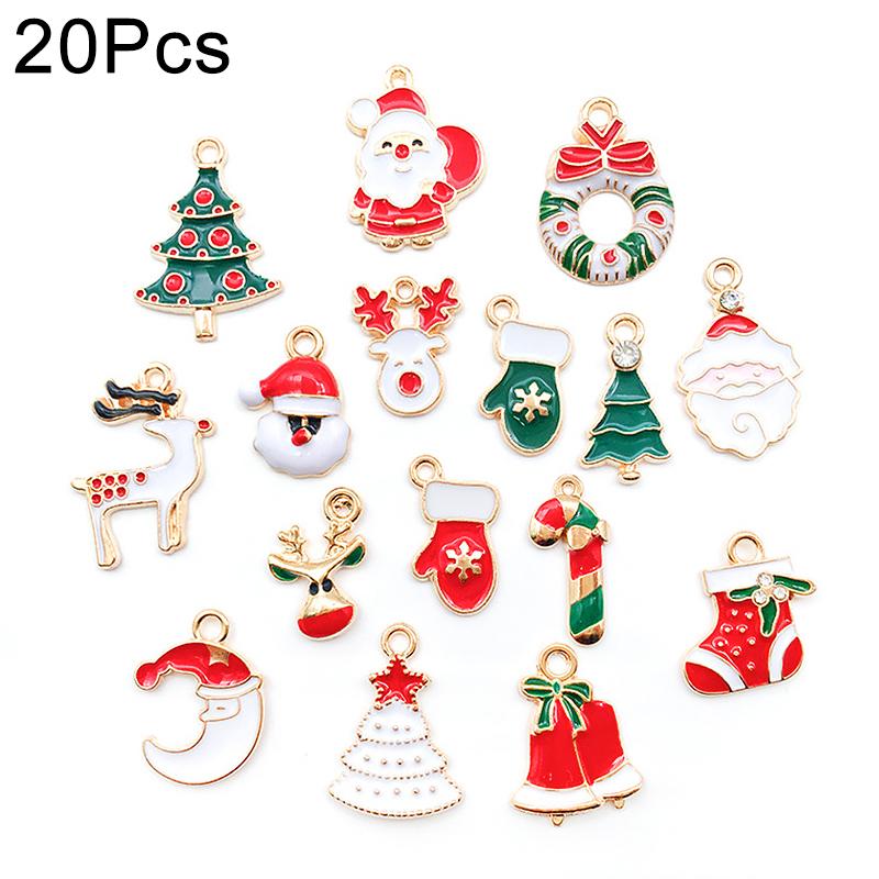 20PCS Christmas Multi-element Pendant Bracelet Ornament Keychain Alloy Creativity DIY Gift Accessories