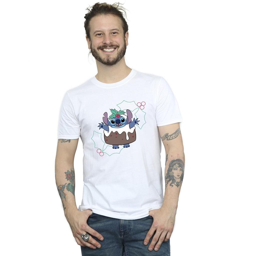 Disney Mens Lilo & Stitch Pudding Holly T-Shirt