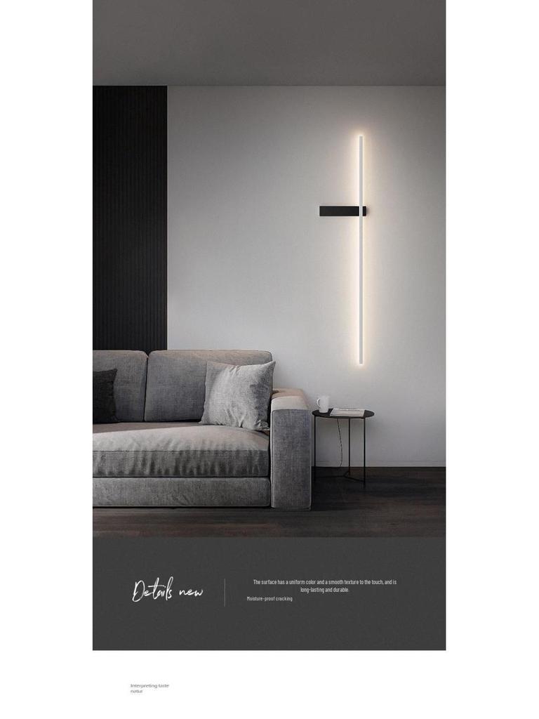 LED Wall Lamp: Minimalist Linear Light for Bedroom, Bedside, or Living Room