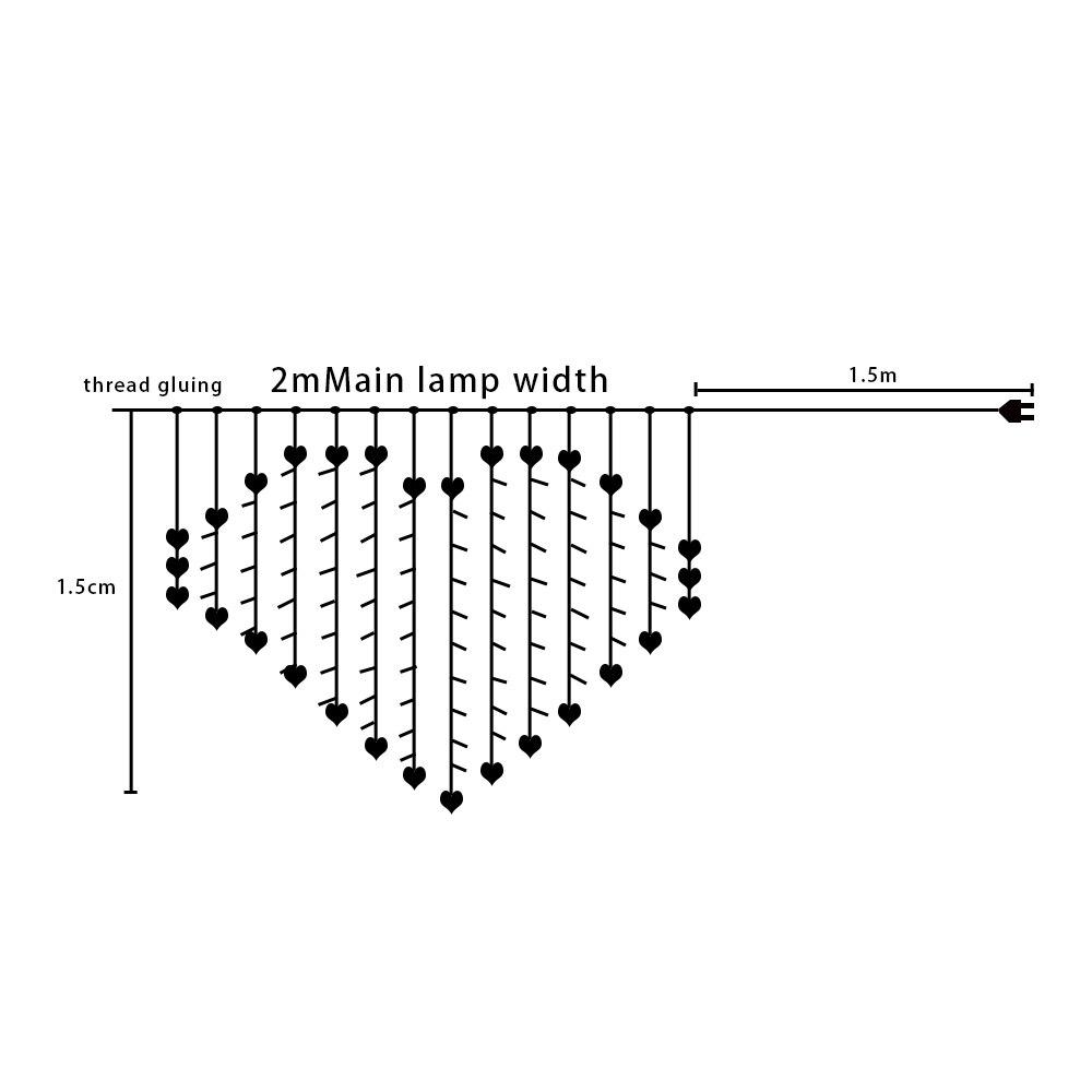 ABXMAS 2x1,5 м светодиодный занавес в форме сердца с вилкой европейского стандарта, сказочный свет, гирлянда для спальни, свадьбы, дома, декоративные праздничные огни, рождественские огни