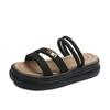Fairy wind open-toed two wearing thick-soled slippers female 2025 summer Korean version of the new one-word beach cool slippers female