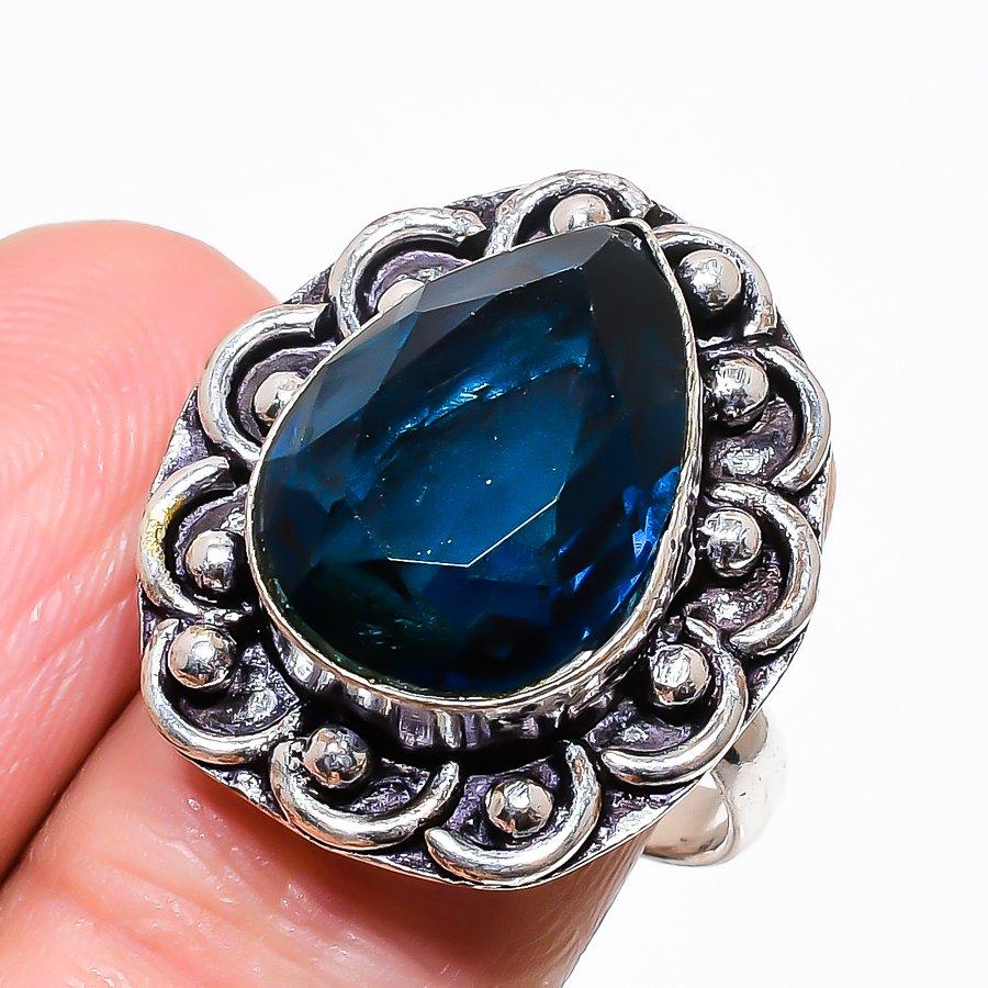 Iolite Quartz Gemstone Handmade 925 Sterling Silver Jewelry Ring Size 8 KJ-563