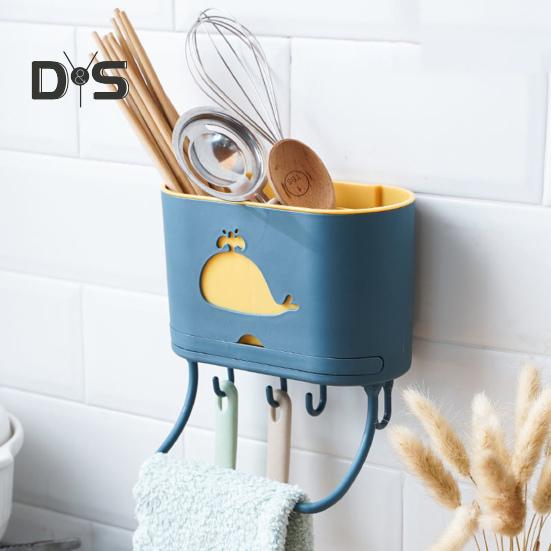 Настенный лоток для столовых приборов с поддоном для сбора капель, прочный держатель для палочек из полипропилена, кухонный гаджет