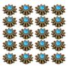 20 шт. Декоративные кончо с ромашками, Пряжки, Имитация бирюзы, Сплав, Заклепки, Винтажные западные металлические кнопки на винтах