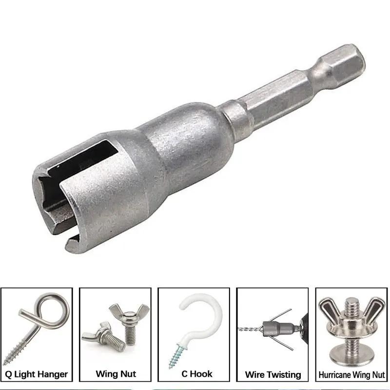 1/4 Inch 6.35mm Hex Shank Socket Adapter Nut for Power Tool Slotted Butterfly Bolt Socket Wrench Electric Screwdriver Sleeve