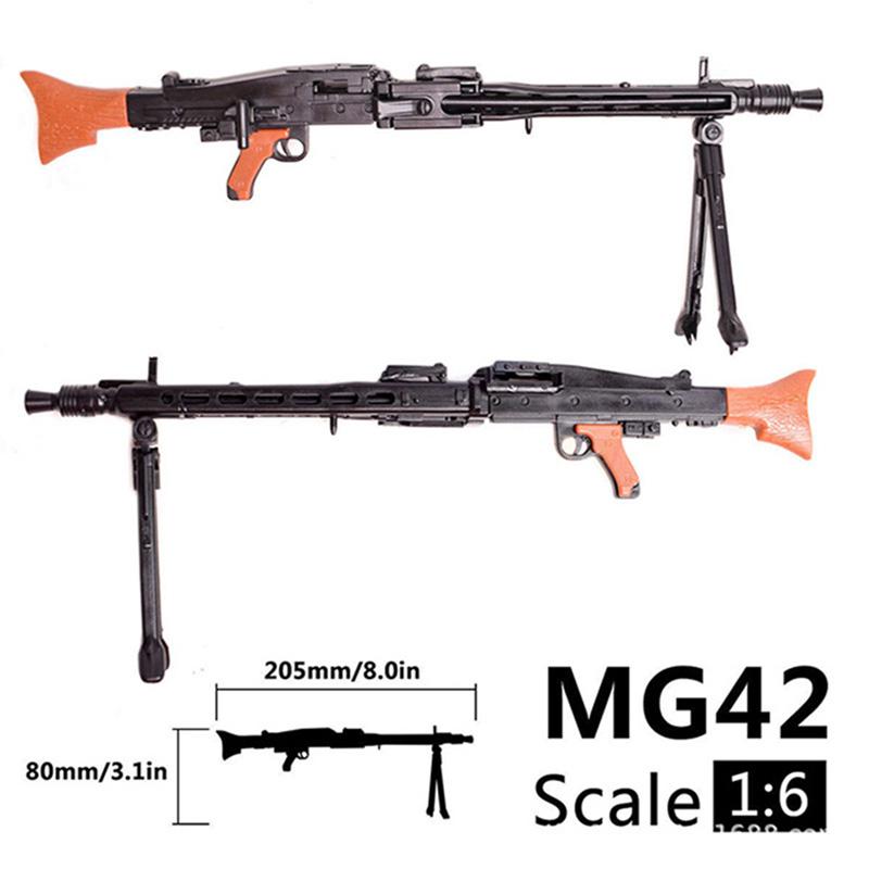 Масштаб 1/6 Вторая мировая война Немецкая армия Пулемет Гатлинга MG42 Модель Сборные Пазлы Строительные Кубики AK47 M16 Фигурка Солдата Игрушки