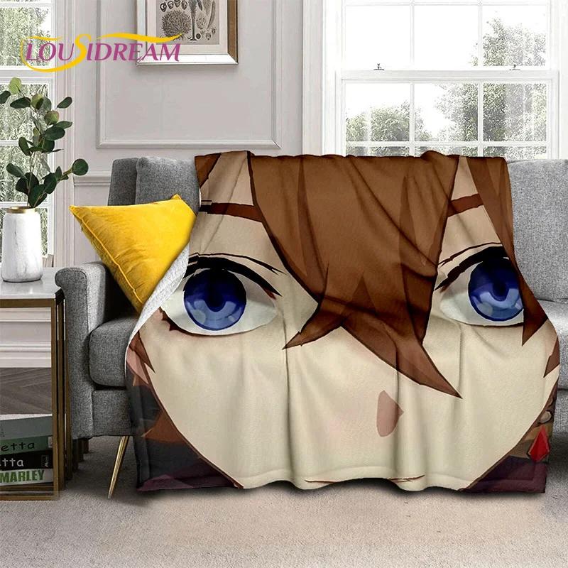 3D милый Genshin Impact мультфильм игра мягкий фланелевый плед для кровати спальни дивана пикника, плед для отдыха на свежем воздухе сон подарок