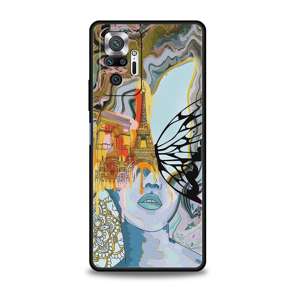 Мягкий чехол для телефона TPU для Xiaomi Redmi Note 10 11 9 8 Pro 9S 7 8T 9T 9A 8A 9C K50 K40 игровой чехол мраморный парижская девушка искусство цветок