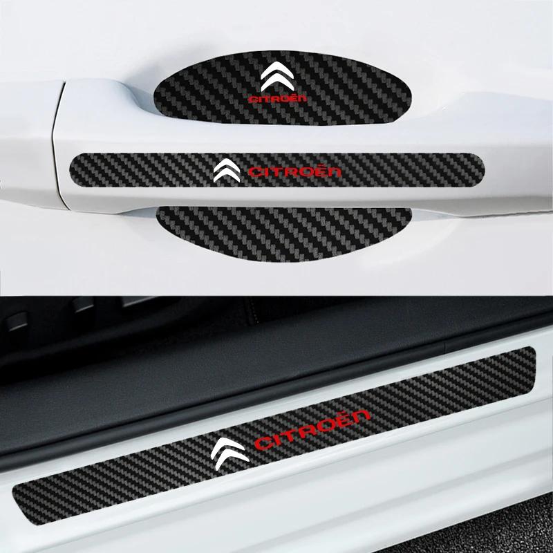 ATU4 Car Door Handle Protective film Carbon fiber Door Door Threshold Anti-scratch Sticker For Citroen C3 C4 DS4 C5 C5X C-Quatre