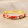 Enamel Peony Filigree Flower Bangle Open Cheongsam Bracelet Chinese Cloisonne Bracelet Dinner