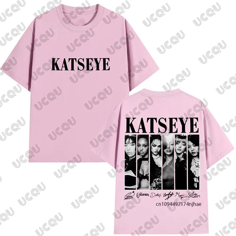 2026 New Vintage Korean Style Katseye Graphic Cotton WoUnisex Tshirt Summer Casual Kpop Streetwear Tees Oversized Unisex Tops