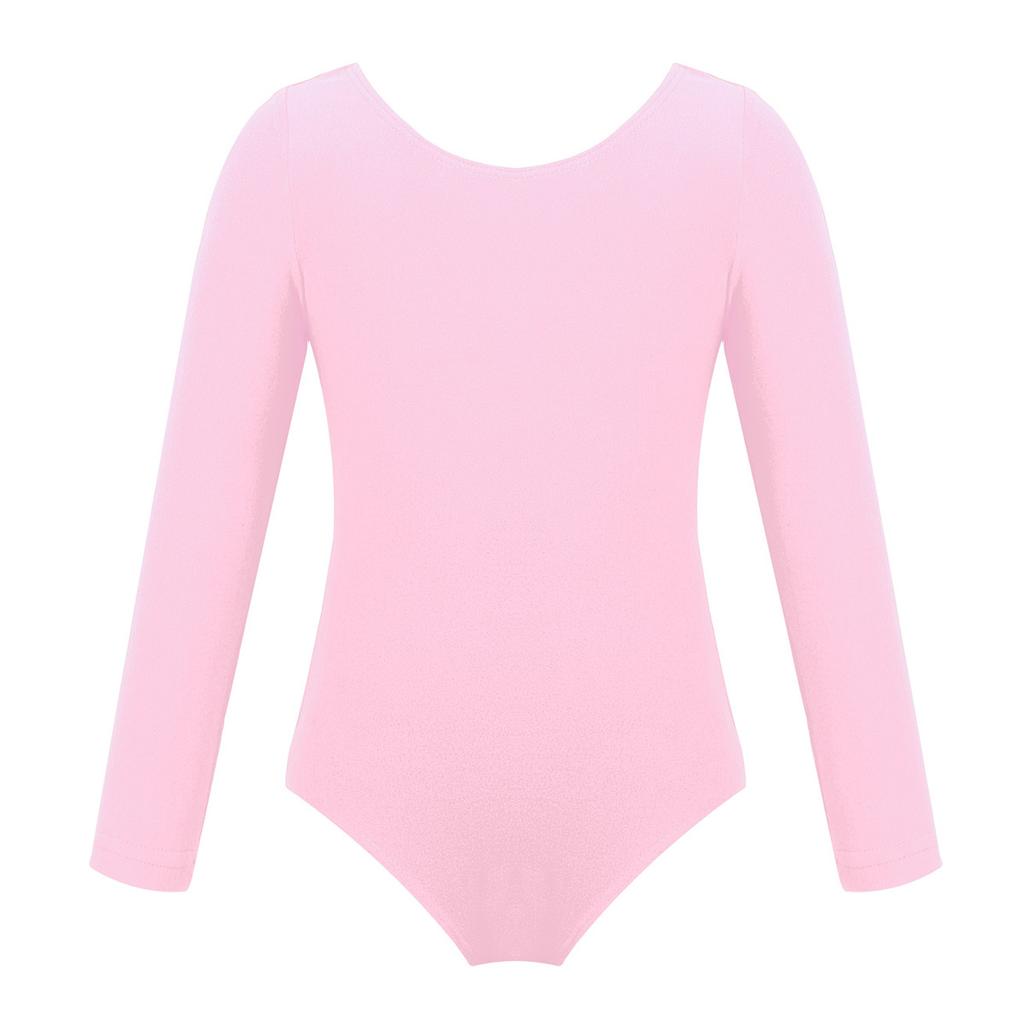 Kids Basic Long Sleeve Leotard Ballet Dance Gymnastic Bodysuit Jumpsuit Girls Activewear