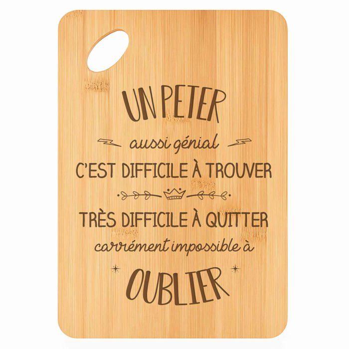 Planche à découper - PLANETEE - Un Peter aussi génial - Bambou - 30x20x1 cm - Bords arrondis