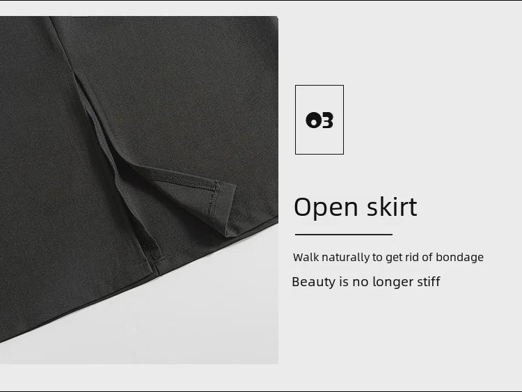 Женская серая юбка А-силуэта с высокой талией, разрезом и запахом на бедрах, рабочая одежда на осень/зиму 2024 г.