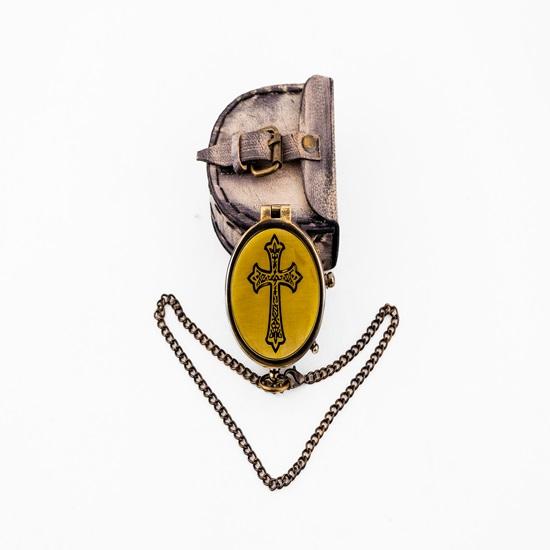 5.08 Cm Cross Sign Brass Working Compass with Leather Cover Gift for Him, Nautical Collectible, Adventure Tool, Father's Day Gift, Traveler